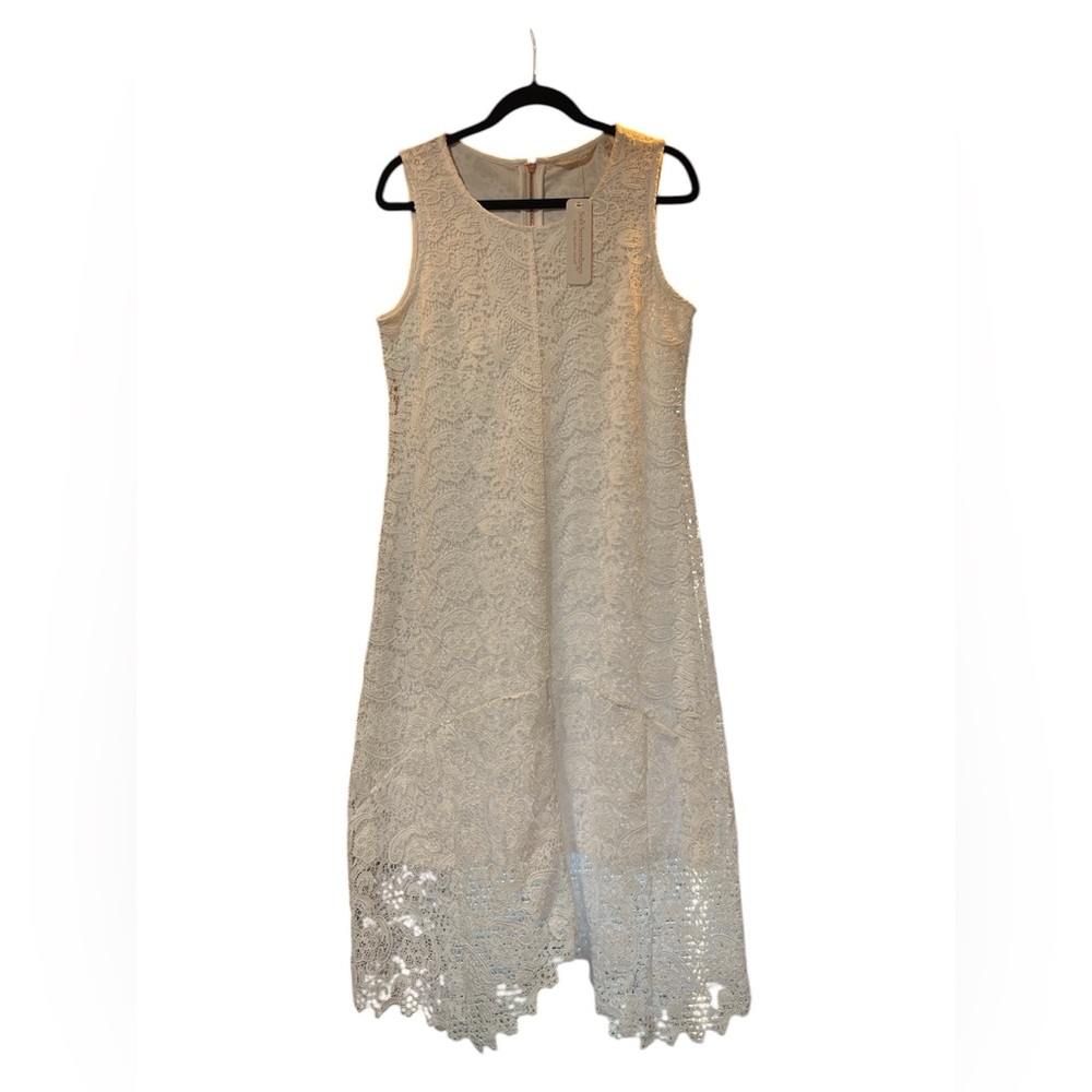 Soft Surroundings Sleeveless White Lace Shift Maxi Dress Size 8P - NWT